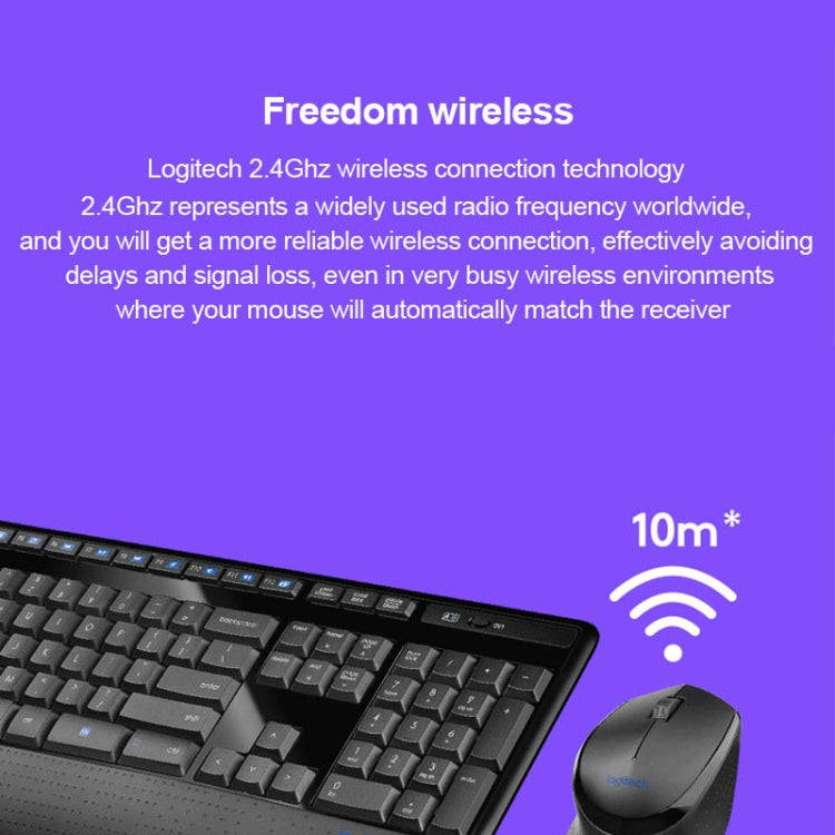 Logitech MK345 Wireless Full-size Keyboard + 2.4GHz 1000DPI Wireless Optical Mouse Set with Nano ...