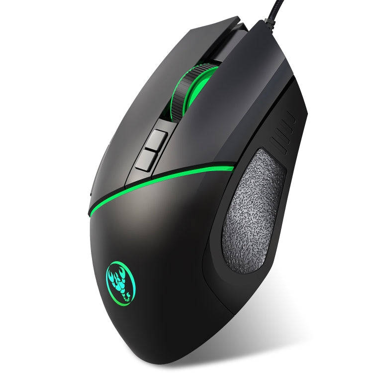 HXSJ A876 Wired Mouse Colorful Synchronous Light Emission 6400dpi Adjustable Light Gaming Mouse, ...