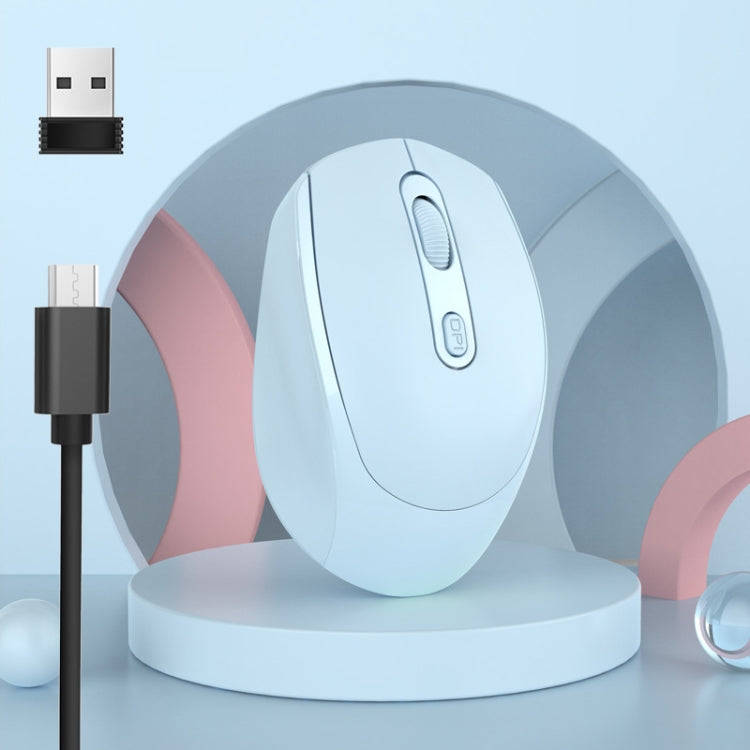 M107 4-buttons 1600 DPI Dual Mode 2.4GHz + Bluetooth 5.1 Wireless Rechargeable Mouse (Blue)