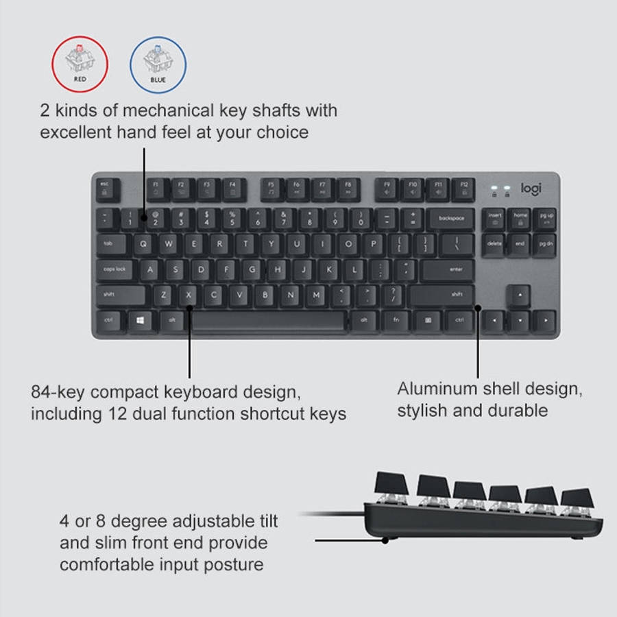 Logitech K835 Mini Mechanical Wired Keyboard, Green Shaft (White)