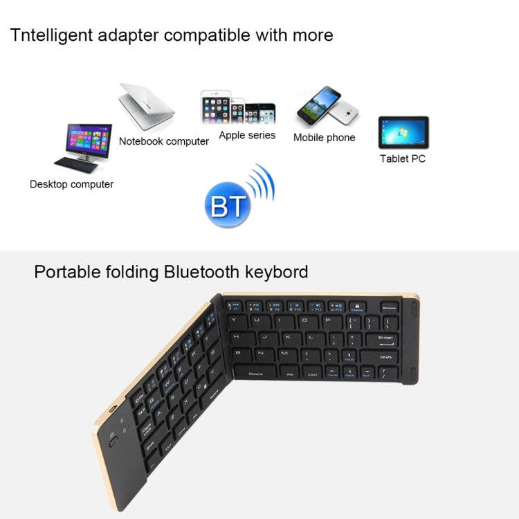 F66 Foldable Bluetooth Wireless 66 Keys Keyboard, Support Android / Windows / iOS (Rose Gold)