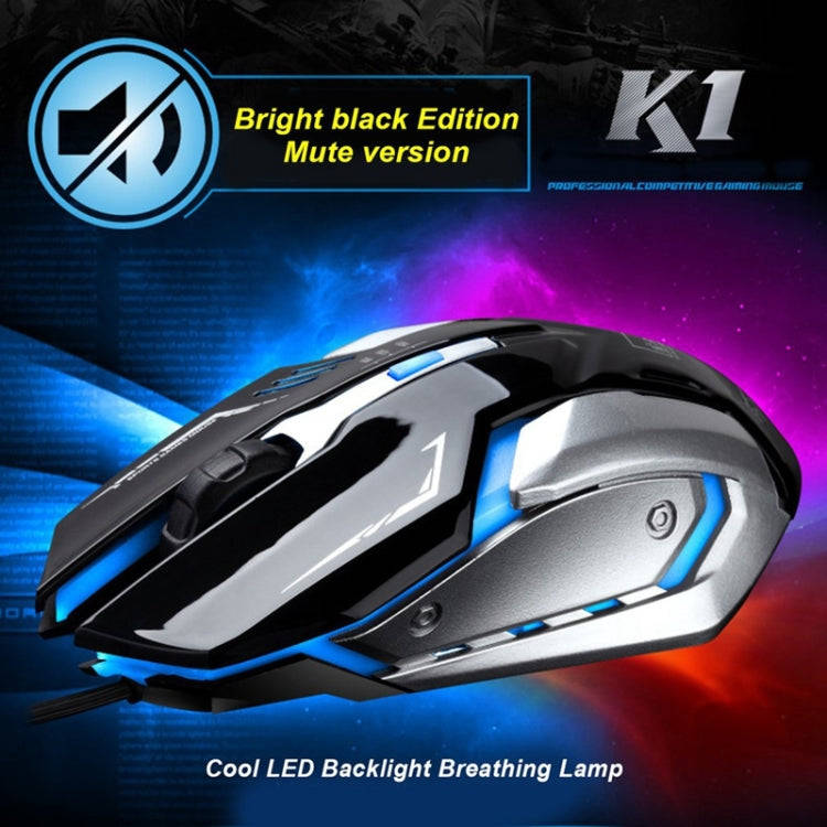 Chasing Leopard K1 USB 1600DPI Three-speed Adjustable LED Backlight Mute Wired Optical Gaming Mou...