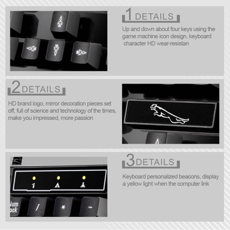 Chasing Leopard Q17 104 Keys USB Wired Suspension Gaming Office Keyboard + Wired Symmetrical Mous...