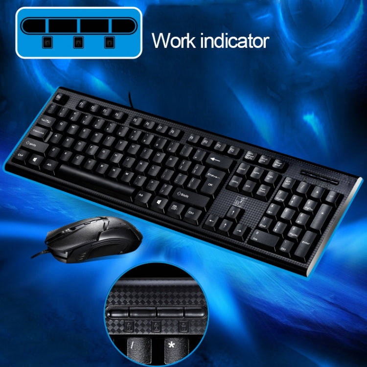 Chasing Leopard Q9 1600 DPI Professional Wired Grid Texture Gaming Office Keyboard + Optical Mous...