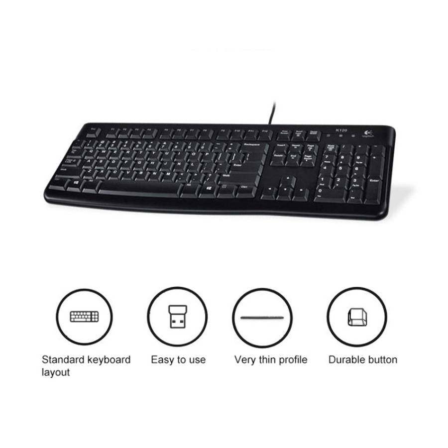 Logitech K120 USB Waterproof Splash Wired Keyboard for Desktop Computers / Laptops(Black)
