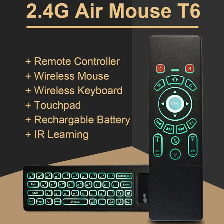 T6 Colorful Light Version Air Mouse 2.4GHz Wireless Keyboard Remote Controller with Touchpad & IR...