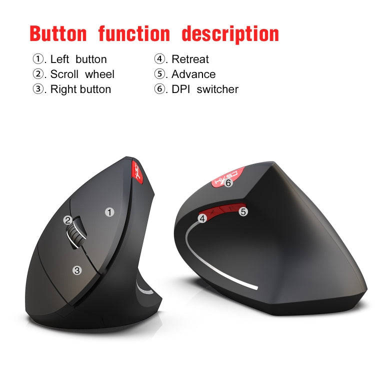 HXSJ T29 Bluetooth 3.0 Wireless Bluetooth 6-Keys 2400 DPI Adjustable Ergonomics Optical Vertical ...