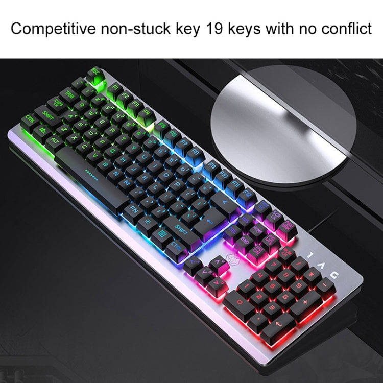 YINDIAO K002 USB Wired Mechanical Feel Sound Control RGB Backlight Keyboard + Optical Silent Mous...