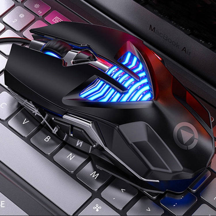YINDIAO G4 3200DPI 4-modes Adjustable 7-keys RGB Light Programmable Wired Gaming Mouse (Black)