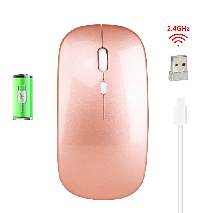HXSJ M80 2.4GHz Wireless 1600DPI Three-speed Adjustable Optical Mute Mouse (Rose Gold)