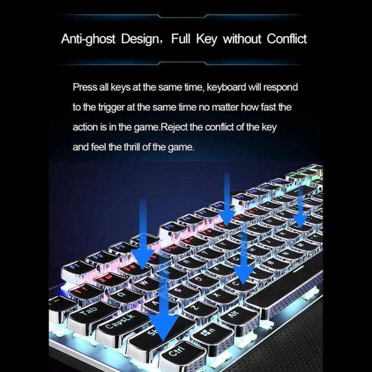 AULA F2088 108 Keys Mixed Light Plating Punk Mechanical Blue Switch Wired USB Gaming Keyboard wit...