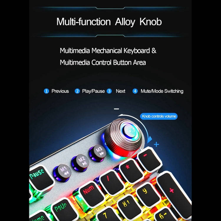 AULA F2088 108 Keys Mixed Light Mechanical Blue Switch Wired USB Gaming Keyboard with Metal Butto...