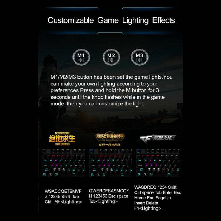 AULA F2088 108 Keys Mixed Light Mechanical Blue Switch Wired USB Gaming Keyboard with Metal Butto...