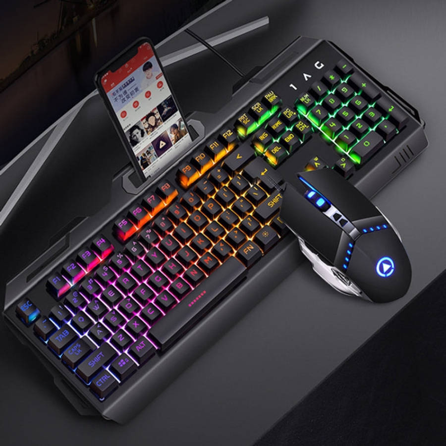YINDIAO V2 Silent Mechanical Feel Gaming Keyboard Mouse Set (Black)