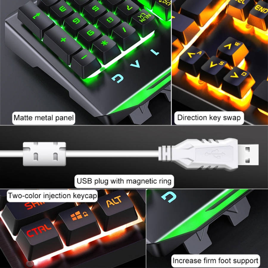 YINDIAO V2 Silent Mechanical Feel Gaming Keyboard Mouse Set (Black)