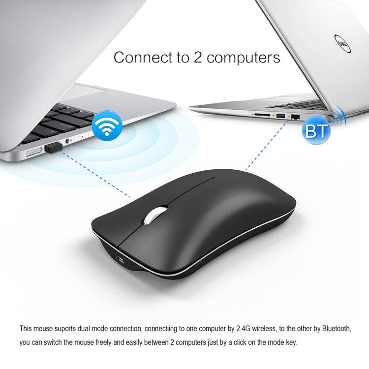 HXSJ T23 Bluetooth + 2.4GHz Wireless Dual Modes 4-Keys 1600 DPI Adjustable Ergonomics Optical Mouse