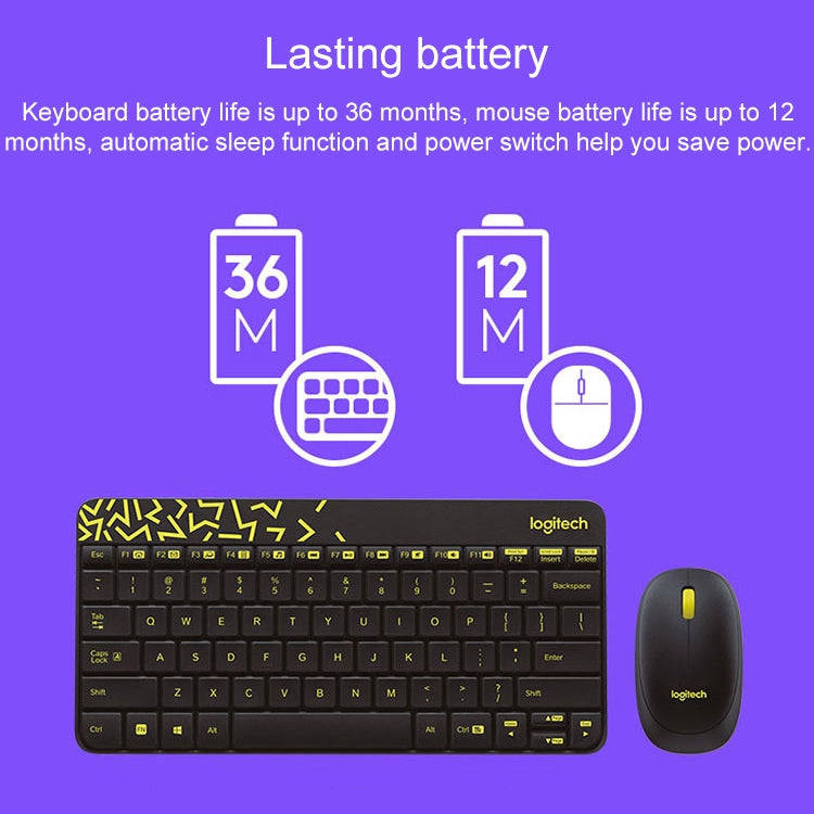 Logitech MK240 Nano Wireless Keyboard and Mouse Set (White)