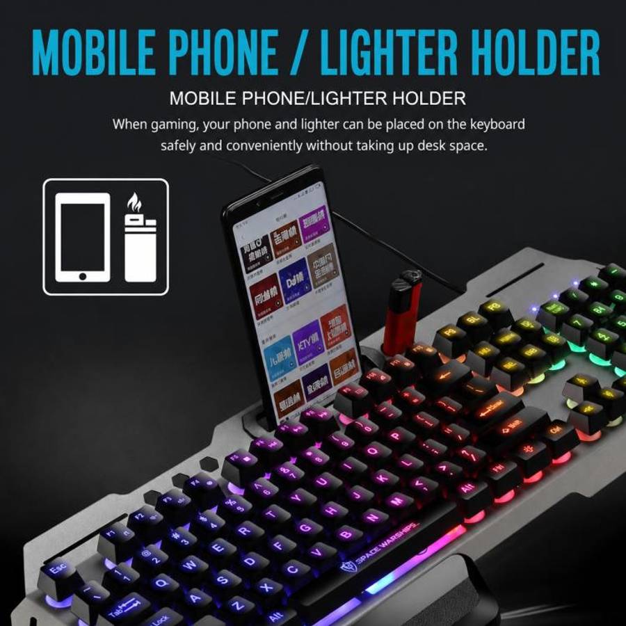 SHIPADOO GK70 Wired RGB Floating Detachable Hand Rest Gap Rainbow Translucent Gaming Keyboard(White)