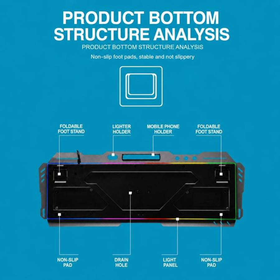 SHIPADOO GK70 Wired RGB Floating Detachable Hand Rest Character Rainbow Translucent Gaming Keyboard