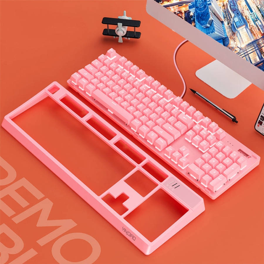 YINDIAO K300 USB Detachable Panel Mechanical Lighting Blue Shaft Gaming Wired Keyboard (Pink)