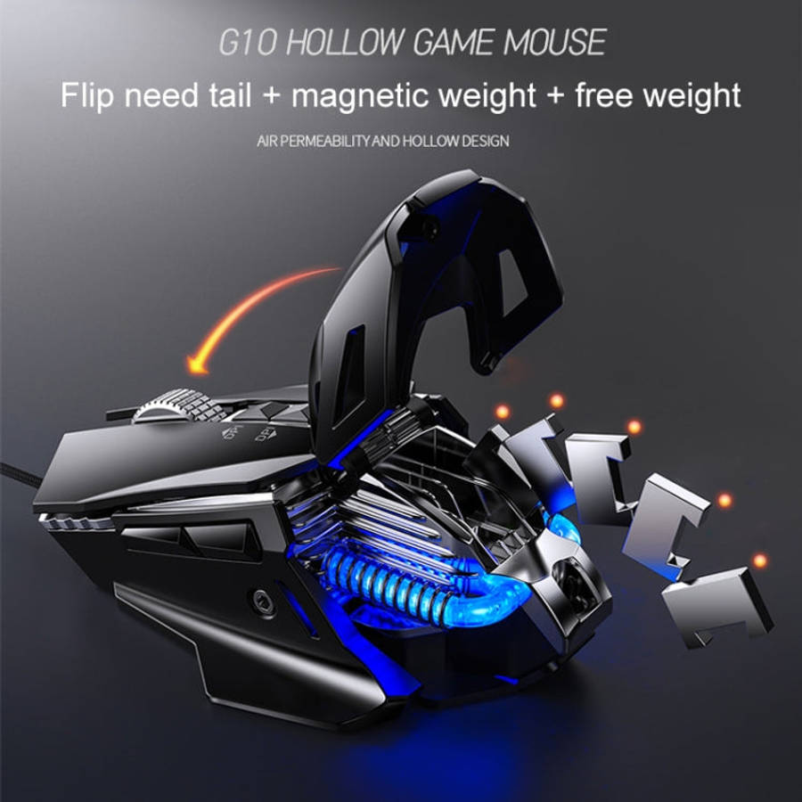 YINDIAO G10 7200DPI 7-modes Adjustable 7-keys RGB Light Wired Metal Mechanical Hard Core Macro Mo...
