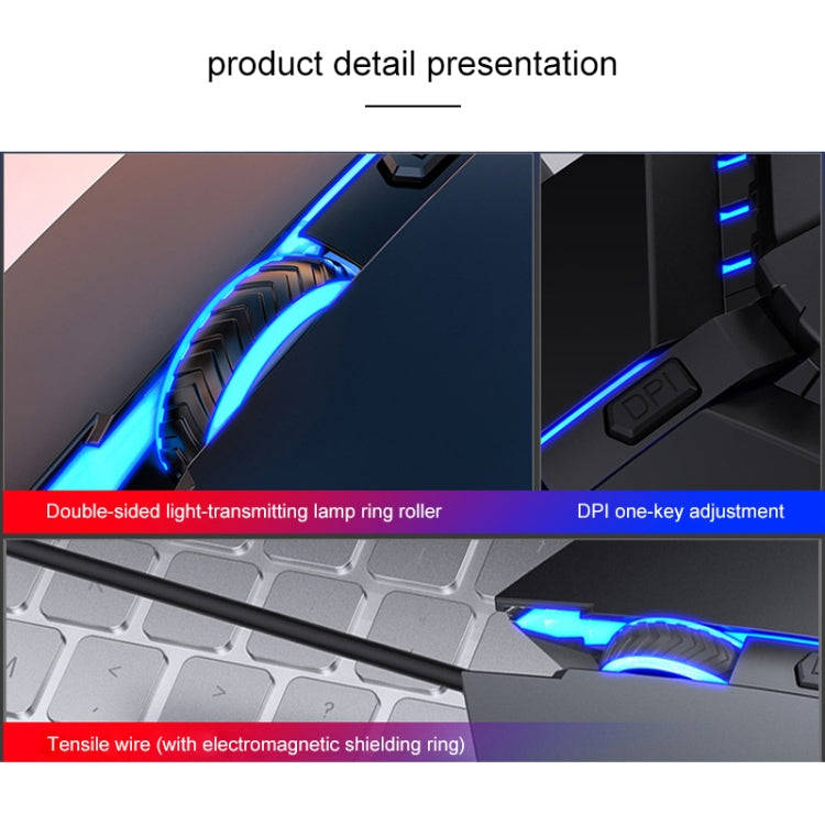 YINDIAO 6 Keys Gaming Office USB Mechanical Wired Mouse (Black)