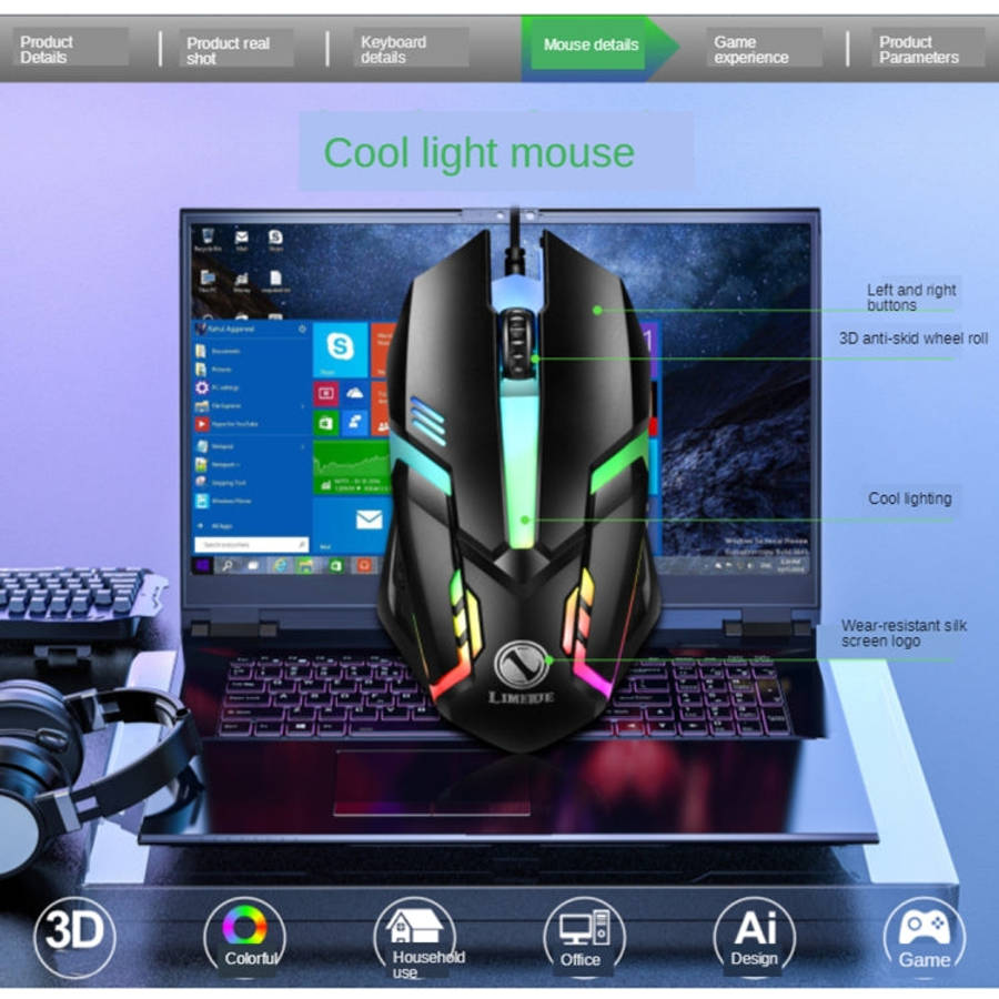 TX300 Mechanical Feel Backlight Punk Wired Keyboard Mouse Set (Black)