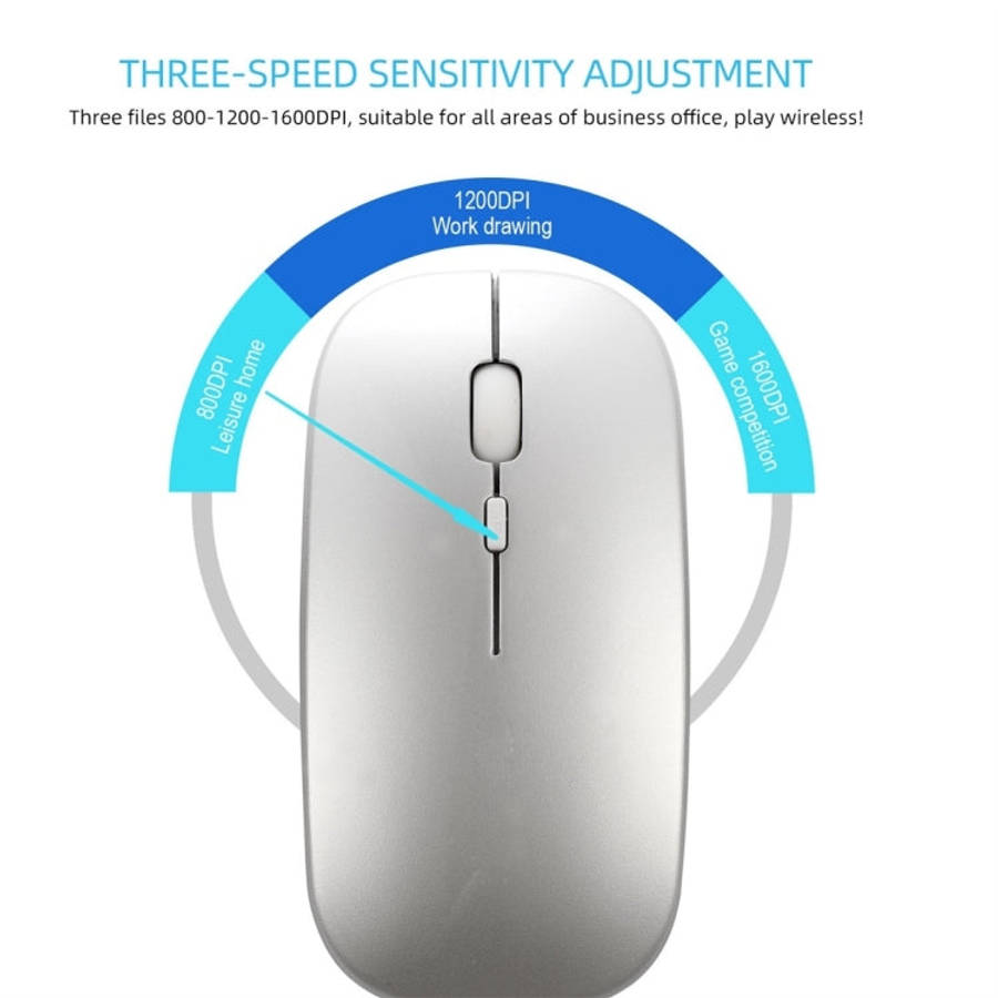 HXSJ M90 2.4GHz Ultrathin Mute Rechargeable Dual Mode Wireless Bluetooth Notebook PC Mouse (Silver)