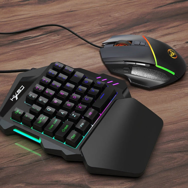 HXSJ  V100 + A876 Mobile Game One Hand Wired Keyboard + Mouse Set