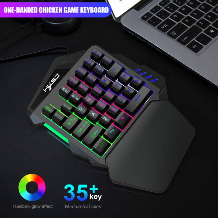HXSJ  V100 + A876 Mobile Game One Hand Wired Keyboard + Mouse Set