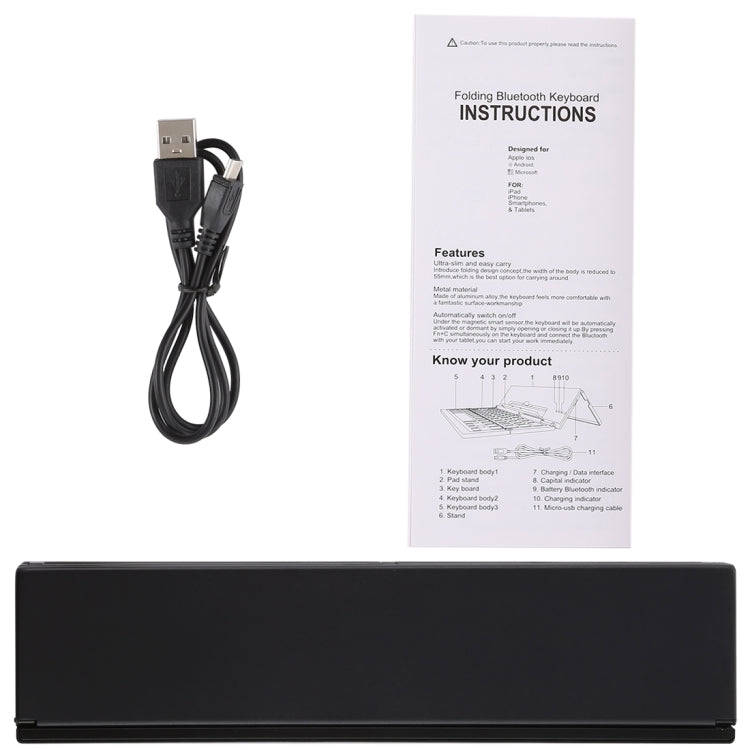 GK608 Ultra-thin Foldable Bluetooth V3.0 Keyboard, Built-in Holder, Support Android / iOS / Windo...