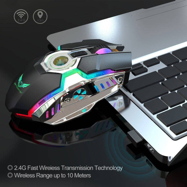 ZERODATE T30 2.4GHz 2400DPI Three-speed Adjustable RGB Backlight Wireless Optical Mouse (Black)