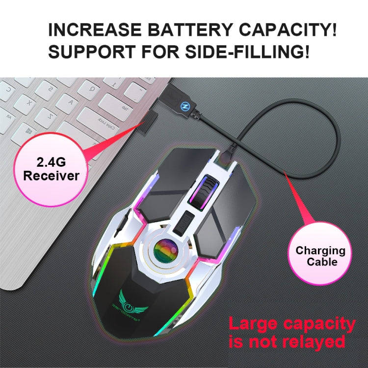 ZERODATE T30 2.4GHz 2400DPI Three-speed Adjustable RGB Backlight Wireless Optical Mouse (Black)