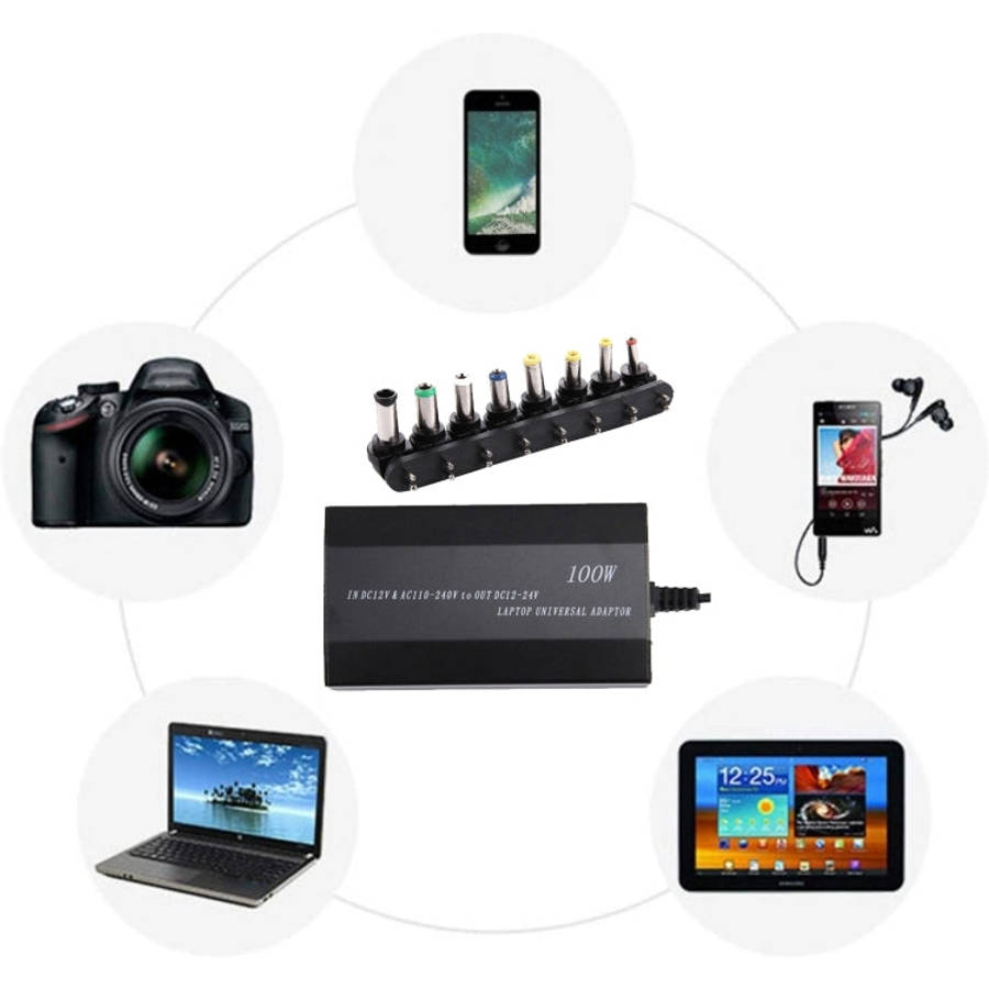 Laptop Notebook Power 100W Universal Charger with Car Charger & AC Power Adapter & 8 Power Adapte...