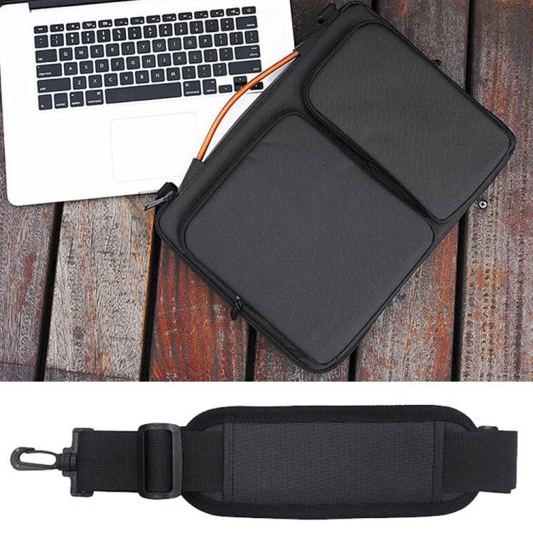 Nylon Waterproof Laptop Handbag Bag for 13-14 inch Laptops with Trunk Trolley Strap (Black)