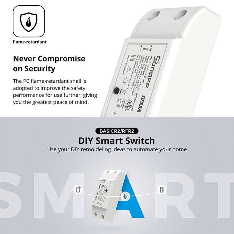 Sonoff Basic R2 eWelink Phone APP WiFi 2.4GHz DIY Smart LED Switch Remote Controller Module, Supp...
