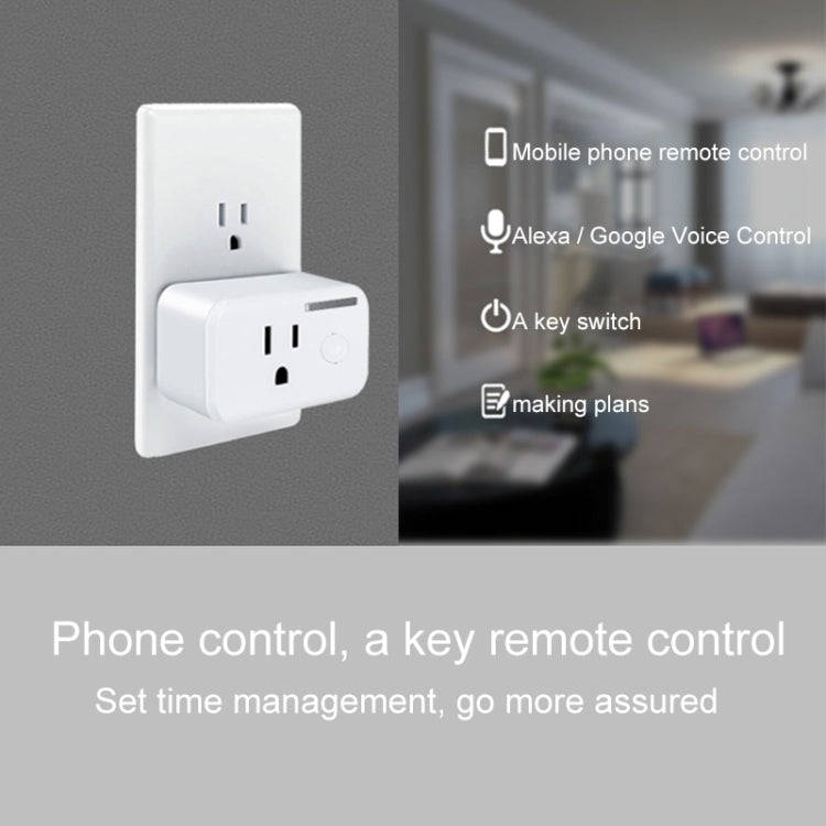 10A WiFi 2.4GHz APP Remote Control Timing Smart Socket Works with Alexa & Google Home, AC 110-250...