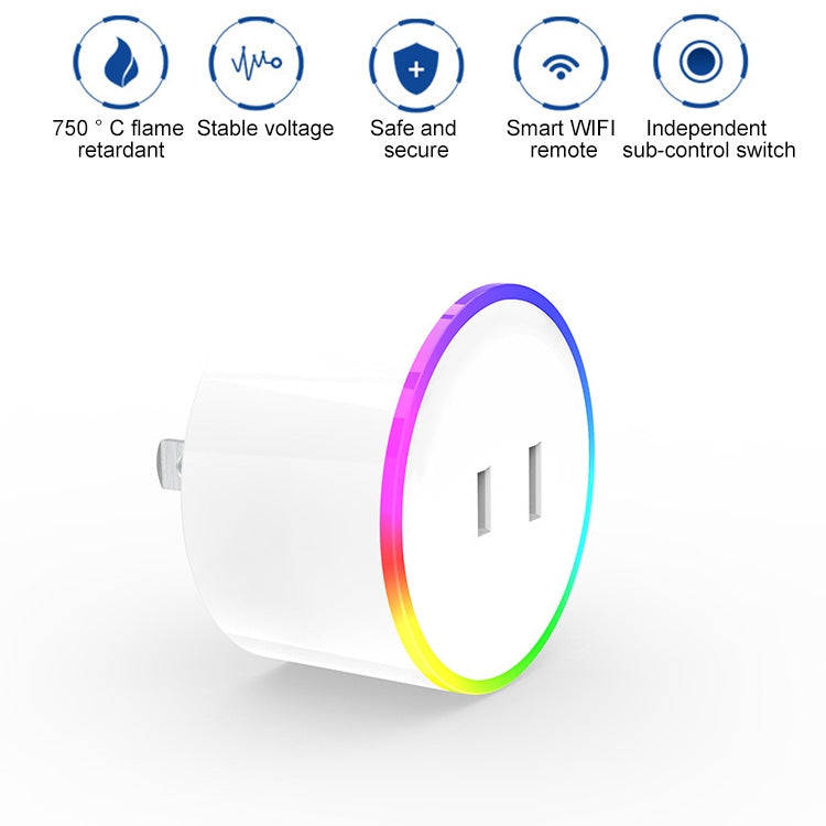 10A RGB Scene Light WiFi Remote Control Smart Socket Works with Alexa & Google Home & IFTTT, AC 1...