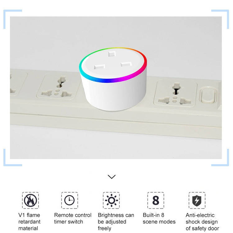 10A RGB Scene Light WiFi Remote Control Smart Socket Works with Alexa & Google Home, AC 220-240V,...