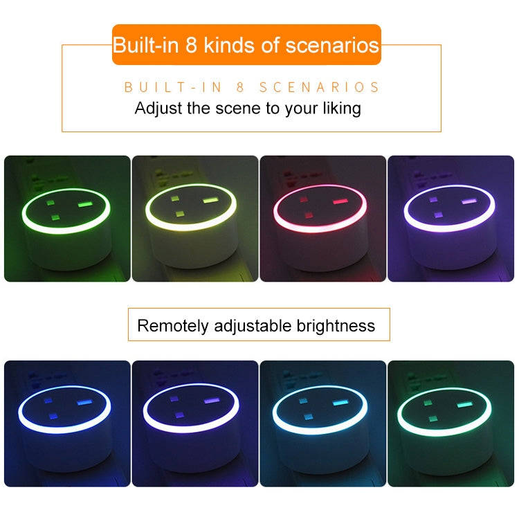 10A RGB Scene Light WiFi Remote Control Smart Socket Works with Alexa & Google Home, AC 220-240V,...