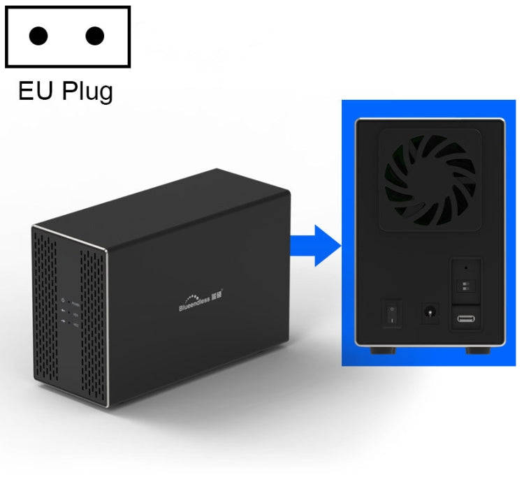 Blueendless Type-C / USB-C Interface 3.5 inch 2 Bay RAID Combination Array HDD External Enclosure...