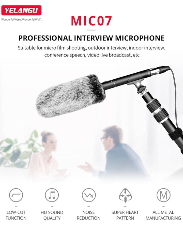 YELANGU YLG9933A MIC07 Professional Interview Condenser Video Shotgun Microphone with 6.5mm Audio...