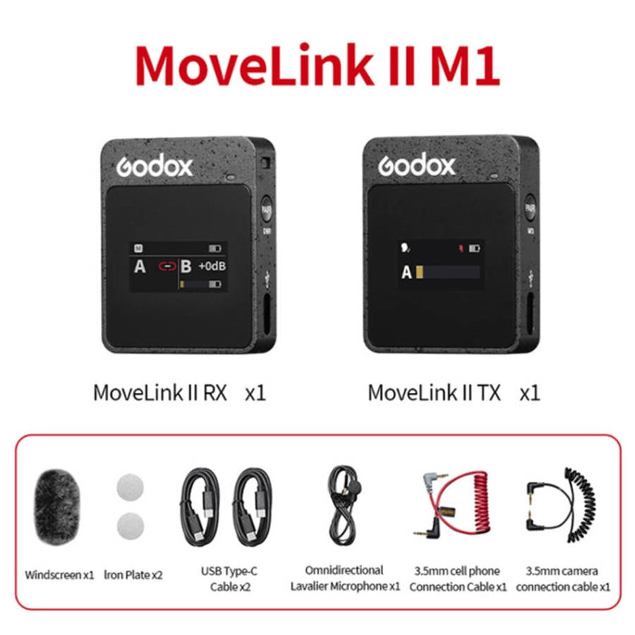 Godox MoveLink II M1 Wireless Lavalier Microphone System with Transmitters and Receiver for DSLR ...