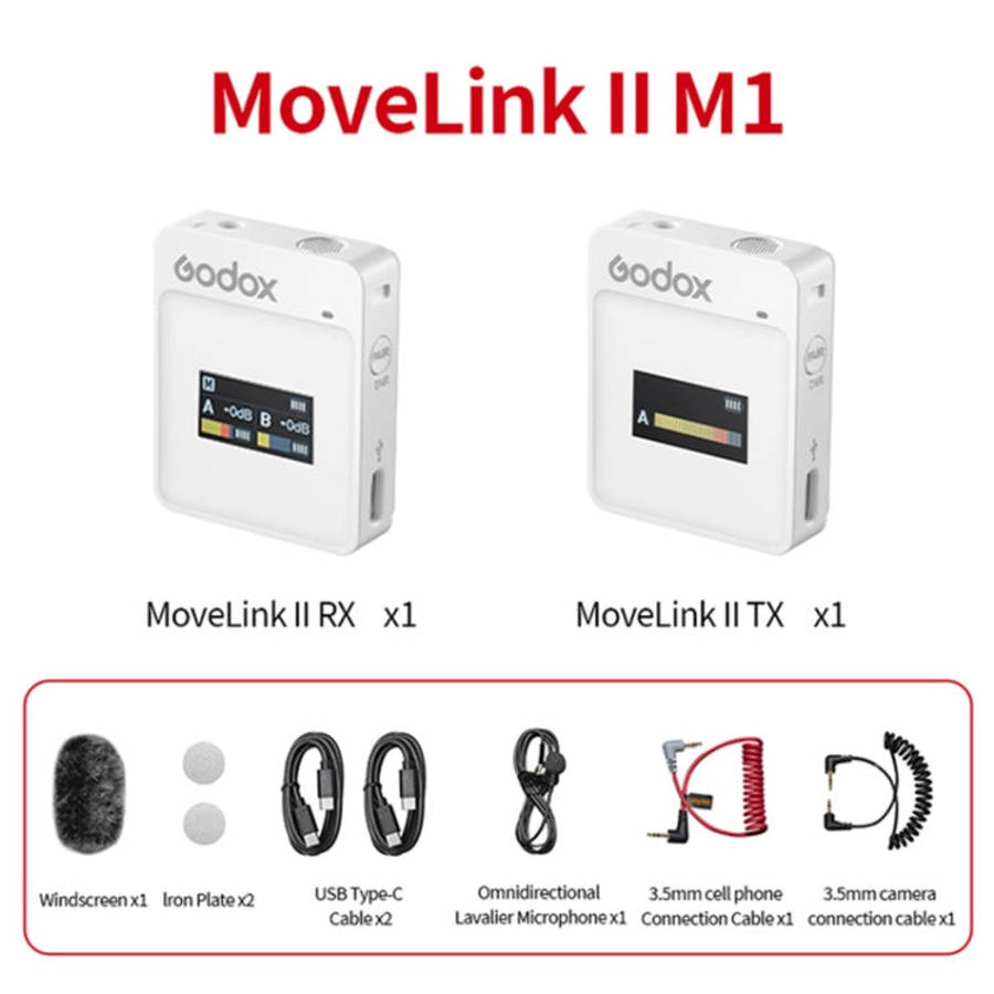 Godox MoveLink II M1 Wireless Lavalier Microphone System with Transmitters and Receiver for DSLR ...