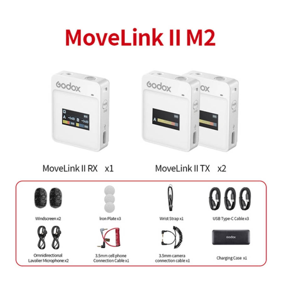 Godox MoveLink II M2 Wireless Lavalier Microphone System with 2 Transmitters and 1 Receiver for D...