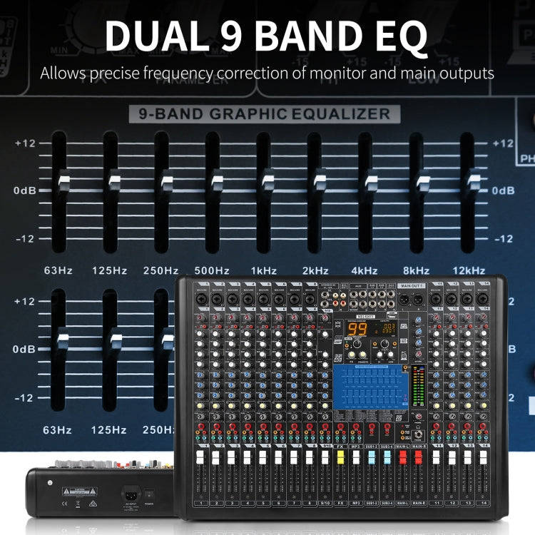 XTUGA B1404FX 14 Channels Bluetooth Audio Mixer Digital DJ Controller Sound Mixing Console (US Plug)