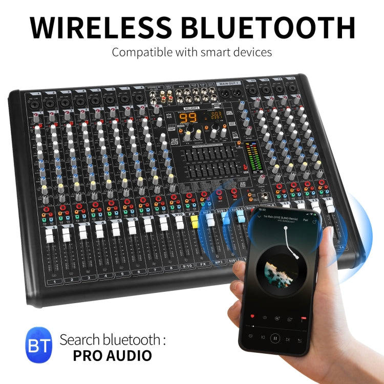 XTUGA B1404FX 14 Channels Bluetooth Audio Mixer Digital DJ Controller Sound Mixing Console (US Plug)