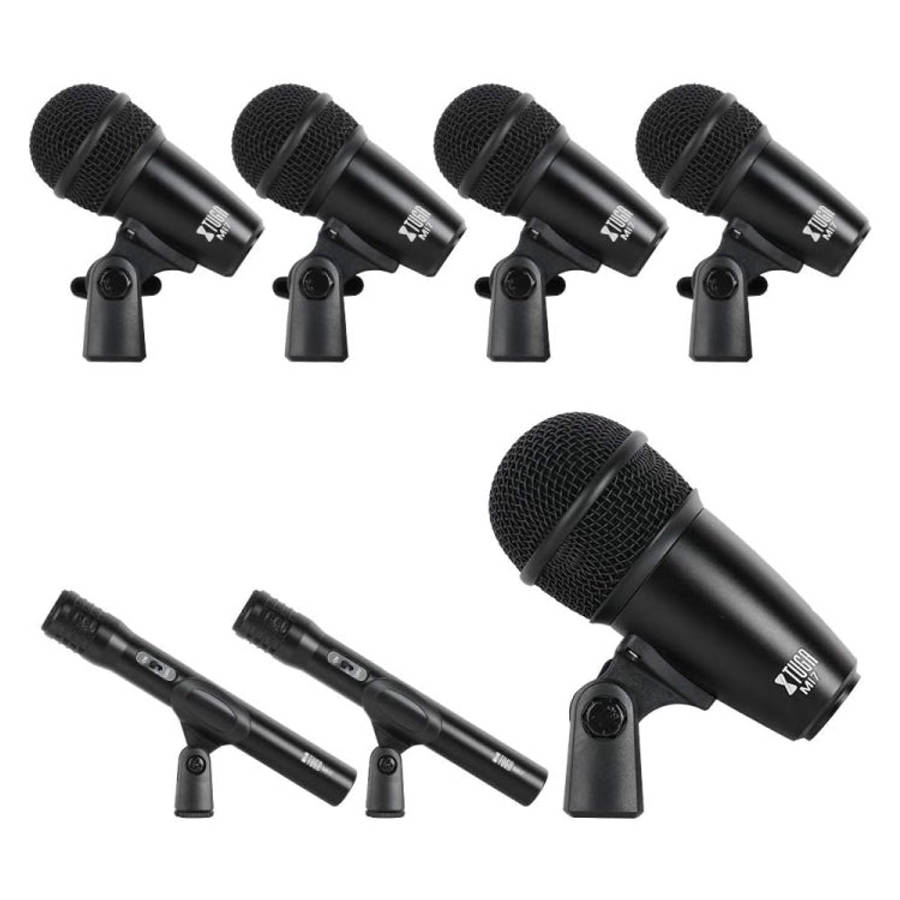 XTUGA MI7-G 7-Piece Wired Dynamic Drum Mic Kit Kick Bass Tom/Snare Cymbals Microphone Set