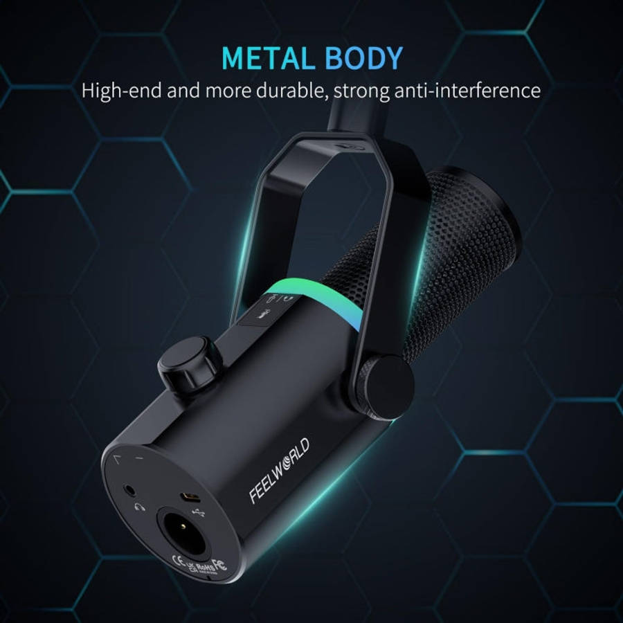 FEELWORLD PM1-AS XLR/USB Dynamic Microphone for Podcasting Recording Gaming Live Streaming with B...