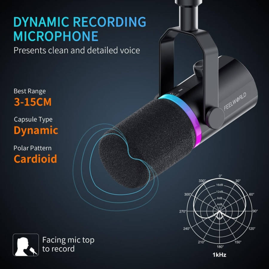 FEELWORLD PM1-AS XLR/USB Dynamic Microphone for Podcasting Recording Gaming Live Streaming with B...